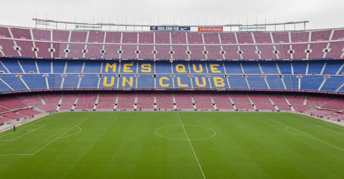 The stands of Camp Nou in 2014, before the stadium was rebuilt
